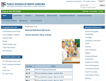 Tablet Screenshot of childnutrition.ncpublicschools.gov